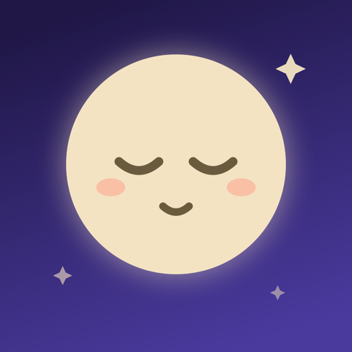Baby Sleep Sounds app icon — a sleeping moon on a night sky